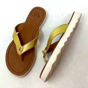 Coach Womens Shelly Leather Slip On Flip Flop Thong Sandals Gold Brown Size 5.5B